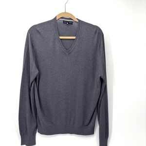 Banana Republic Silk Cashmere Sweater Womens Large Gray Premium Lux Yarn Vneck